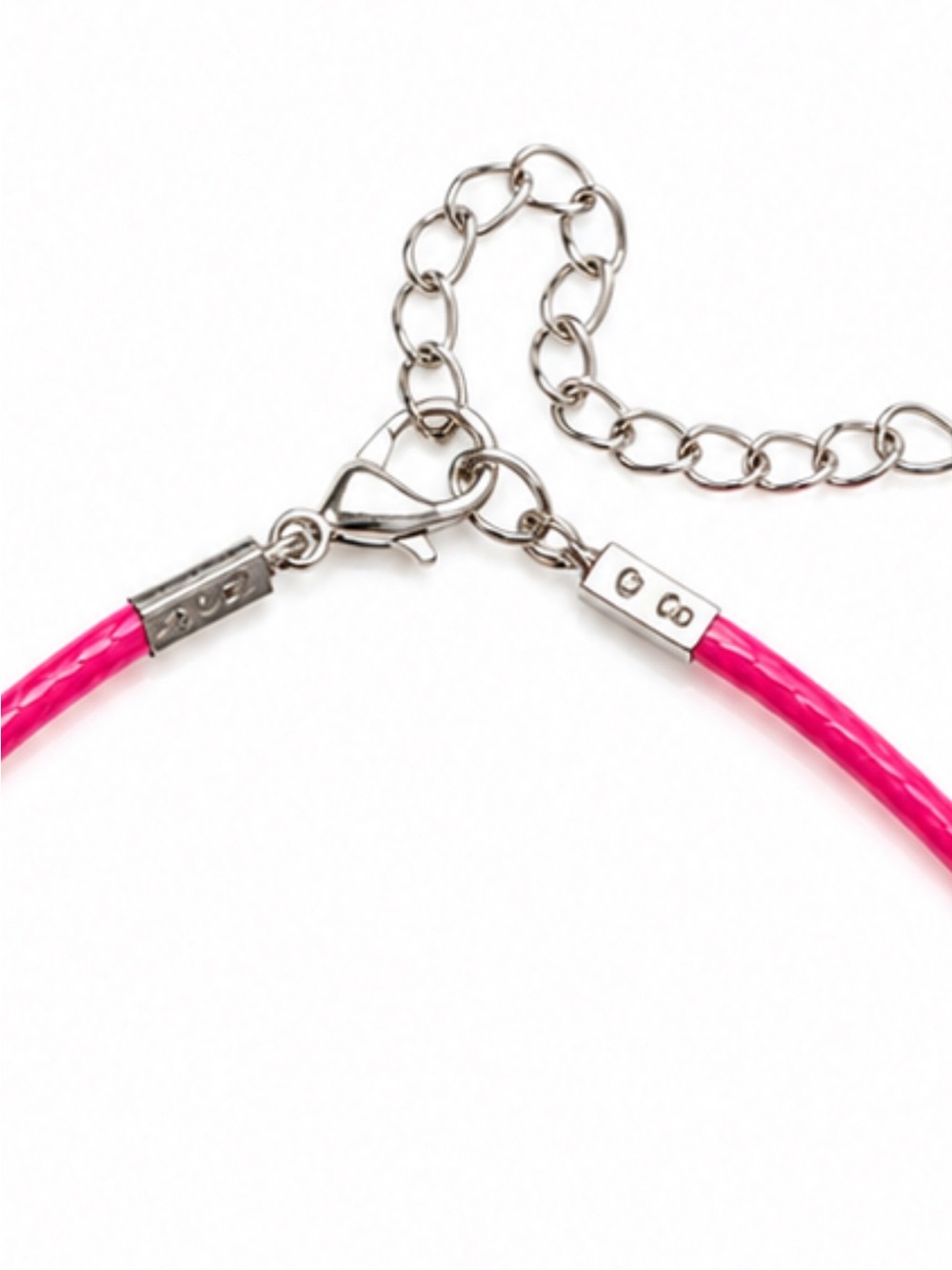 Gold Heart Pendant Necklace with Pink Cord and Dual Heart Stones - Picture 3 of 4
